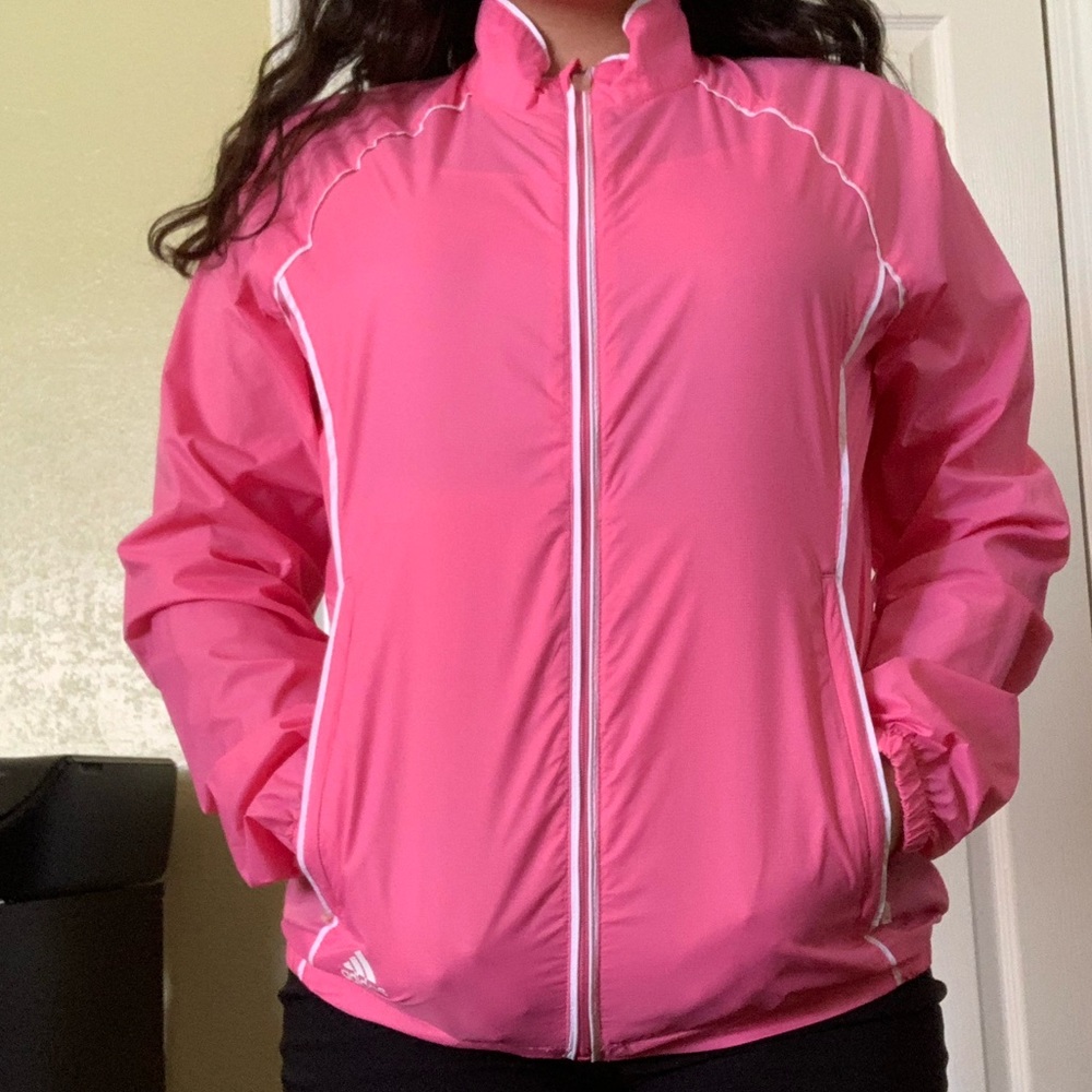 Pink Adidas windbreaker. Size small.